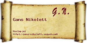 Gans Nikolett névjegykártya